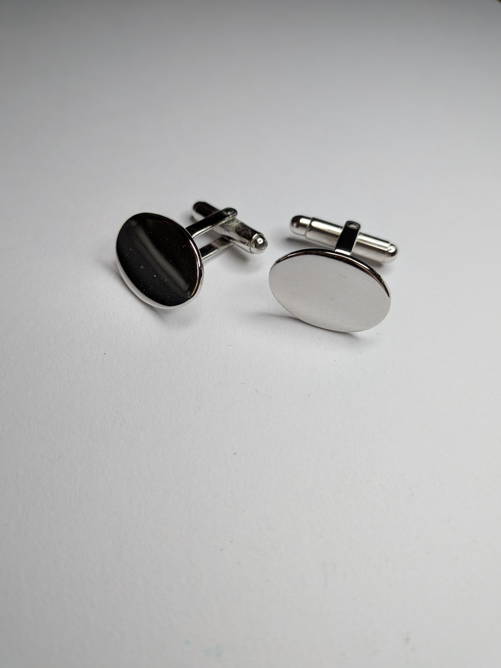Classic Silver Oval Cufflinks - Men's Accessories